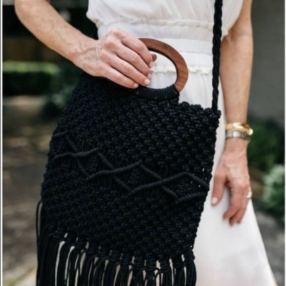 NWT Danielle Nicole Fringe Macrame Crossbody Bag - Picture 9 of 10